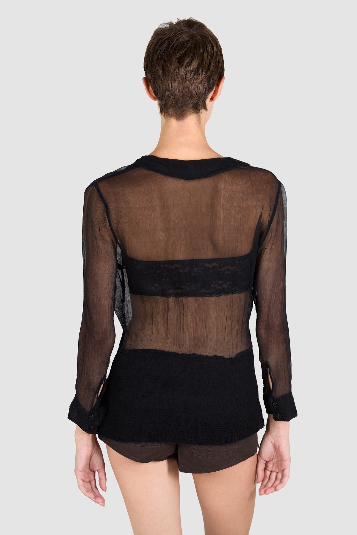 Vintage 2000's Armani Jeans Black Sheer Blouse