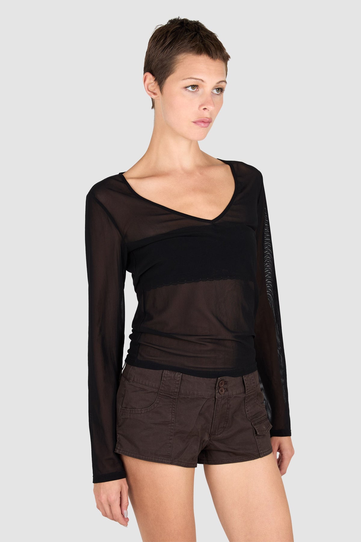 Vintage 1990's Krizia Black Sheer Top