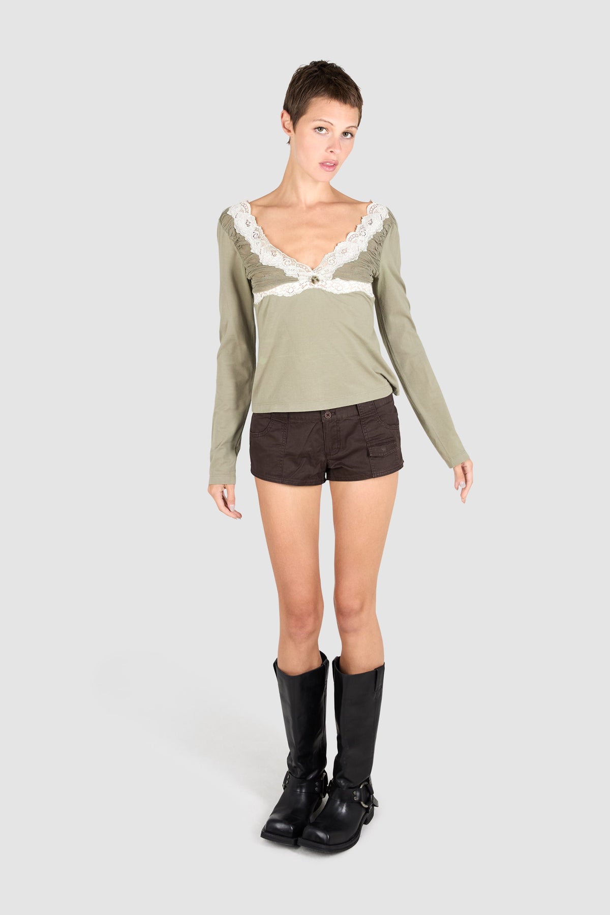 Vintage D&G Sage Green Lace Longsleeve Top