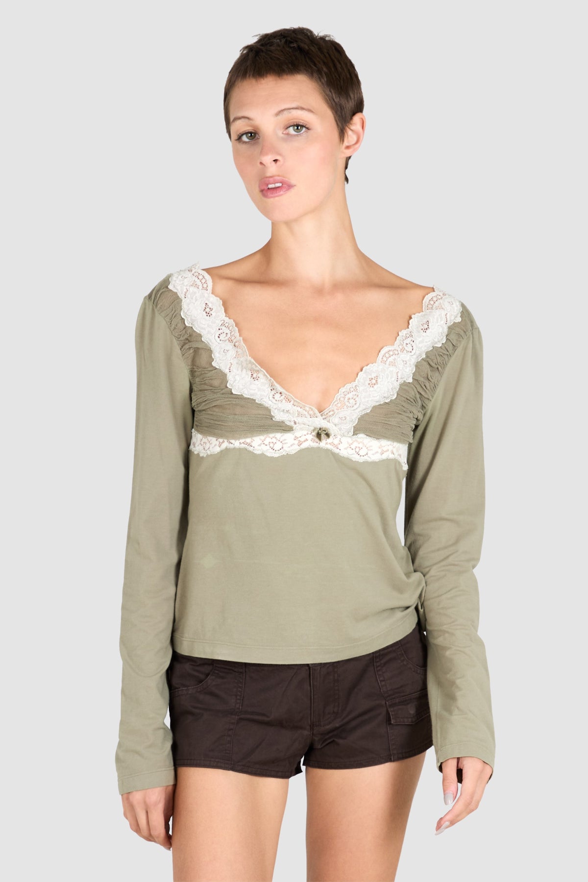 Vintage D&G Sage Green Lace Longsleeve Top