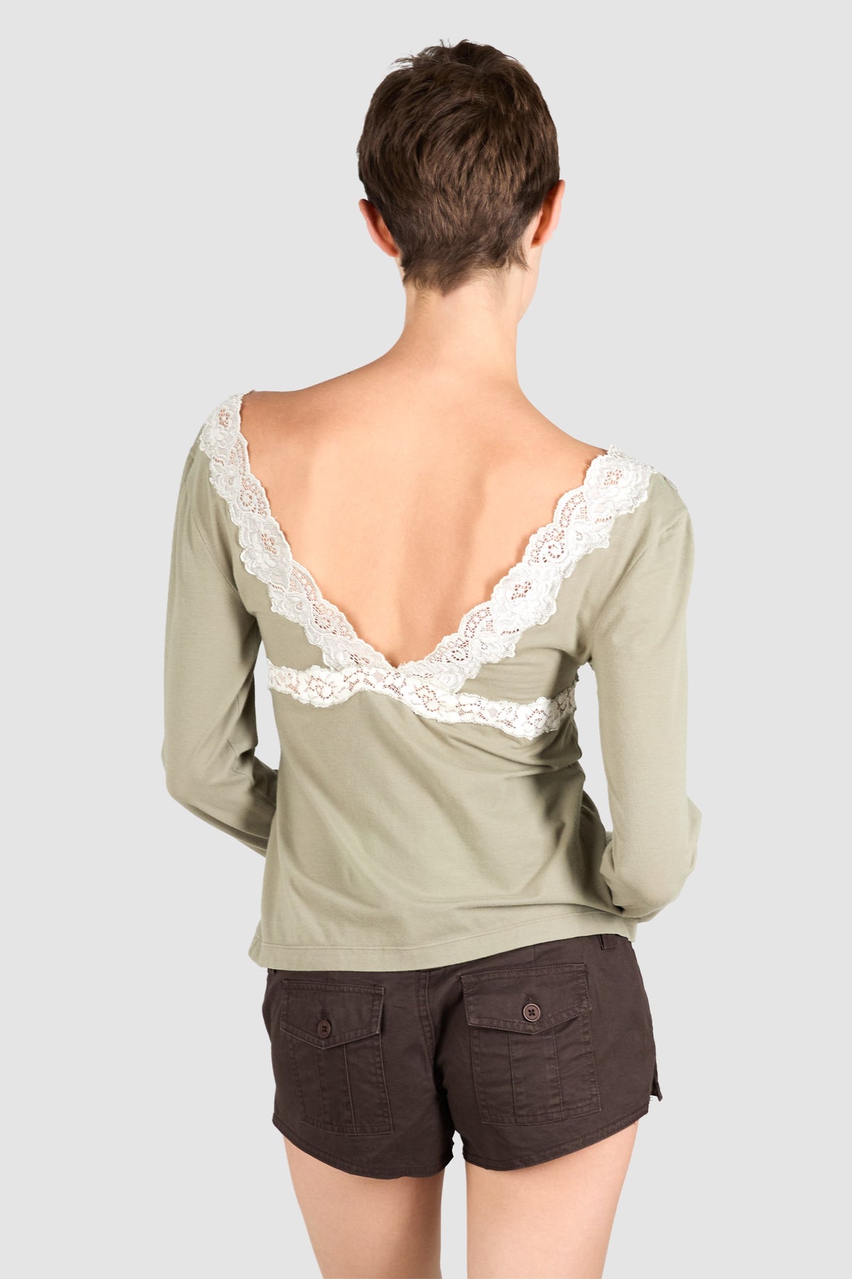 Vintage D&G Sage Green Lace Longsleeve Top