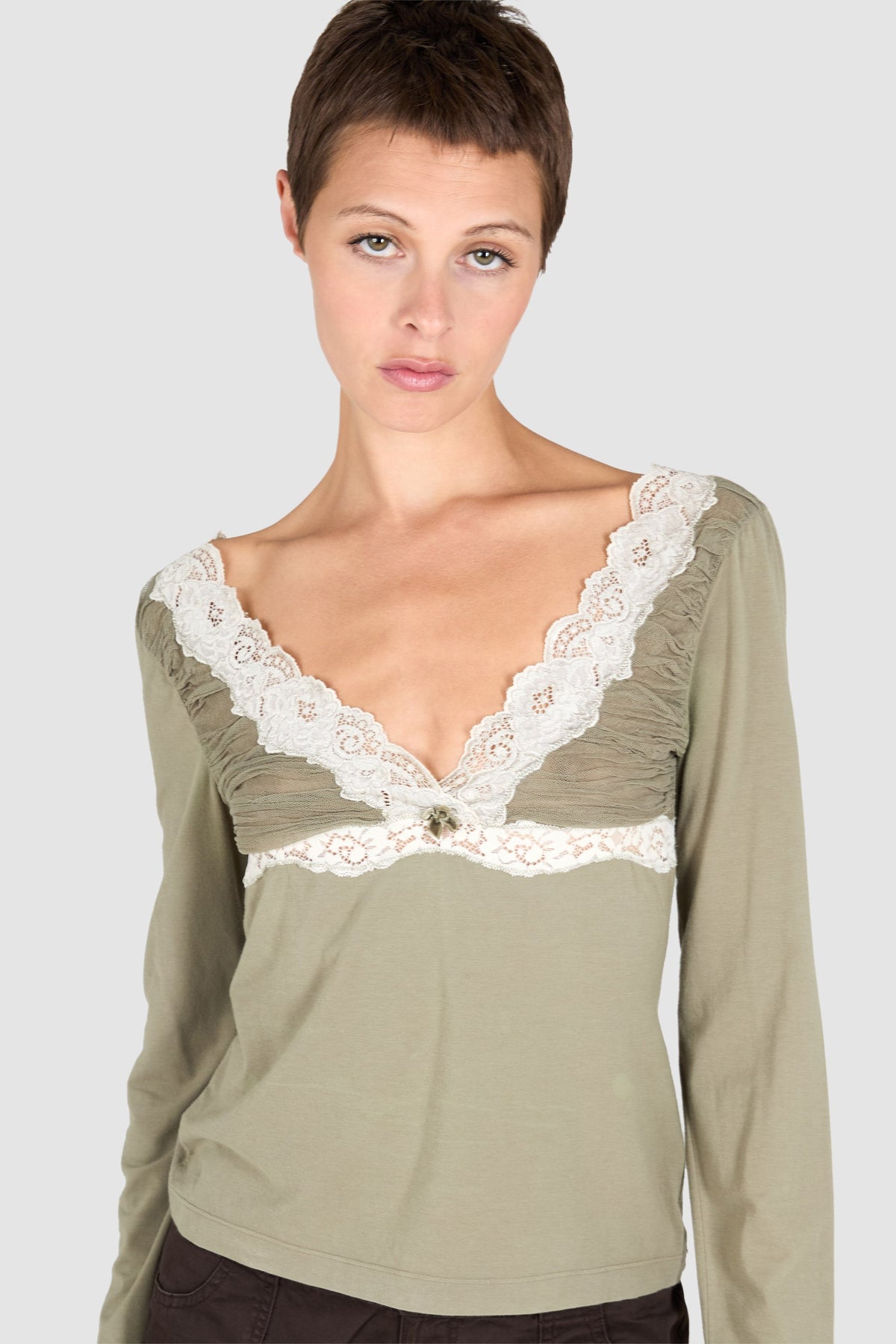 Vintage D&G Sage Green Lace Longsleeve Top