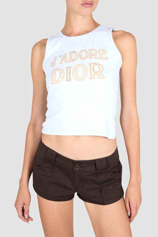 Vintage Christian Dior  2001 "J'adore Dior" Baby Blue Tank Top