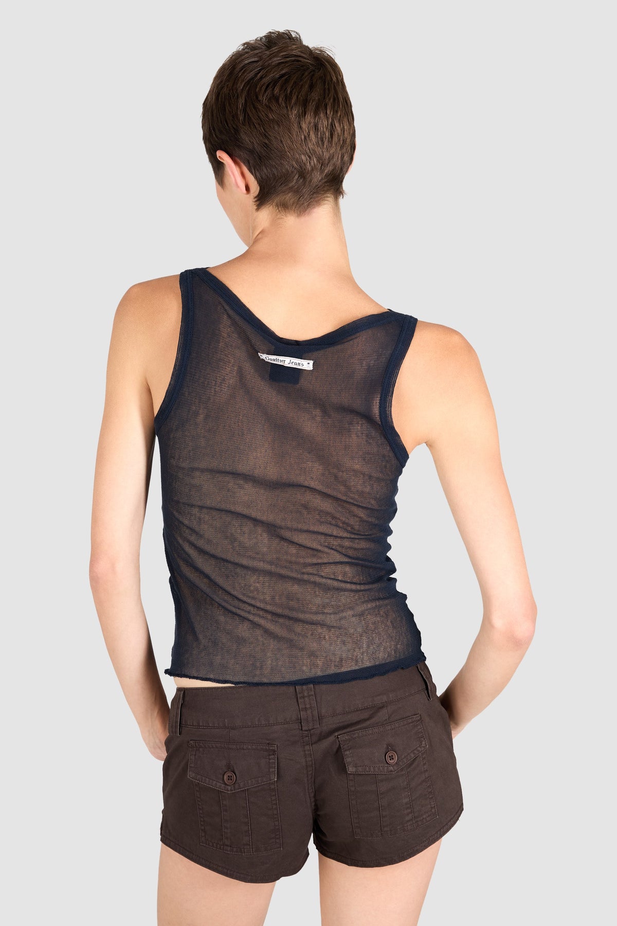 Vintage 1990's Jean Paul Gaultier Nay Blue Mesh Tank Top