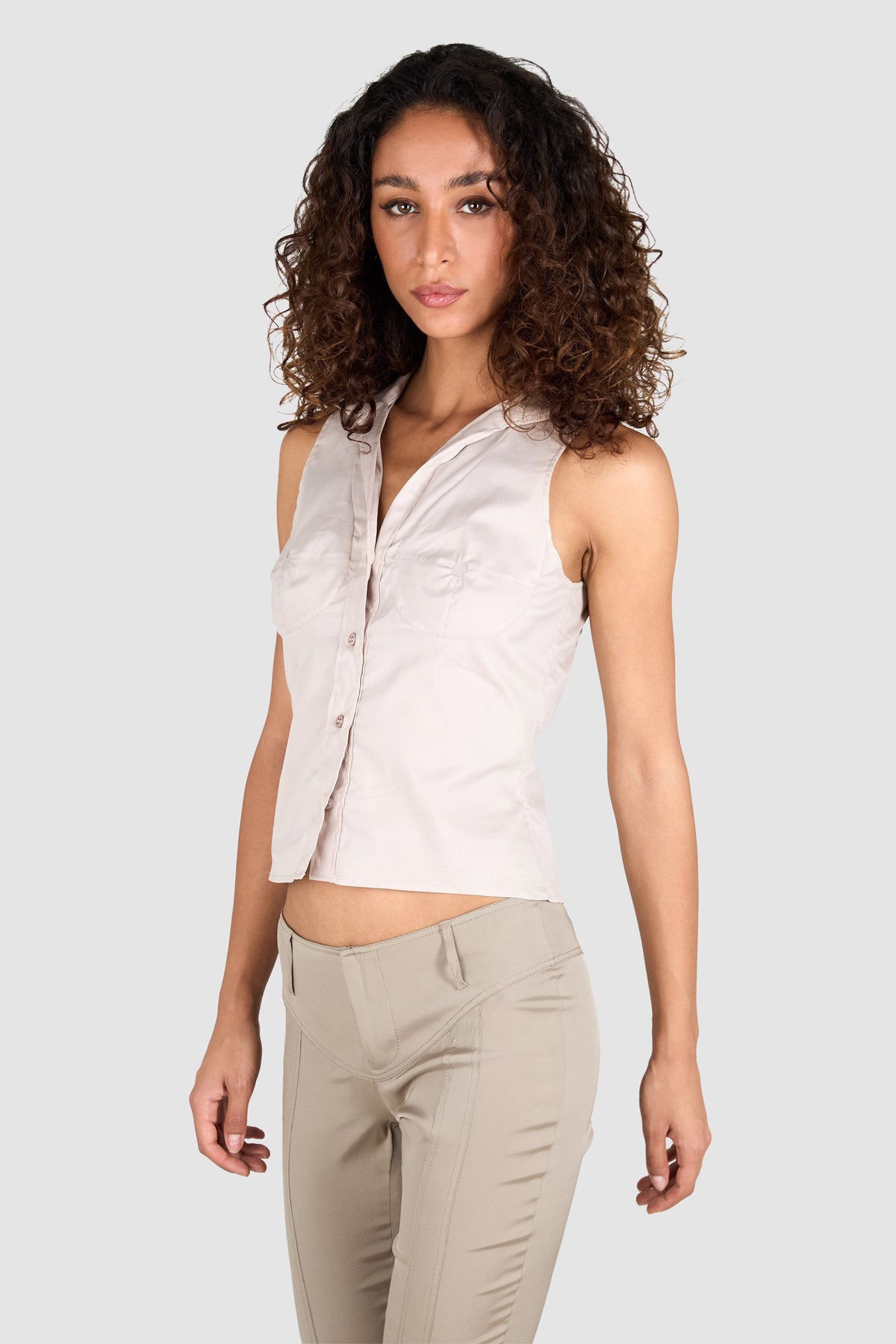 Vintage S/S 2003 Yves Saint Laurent Nude Sleeveless Top
