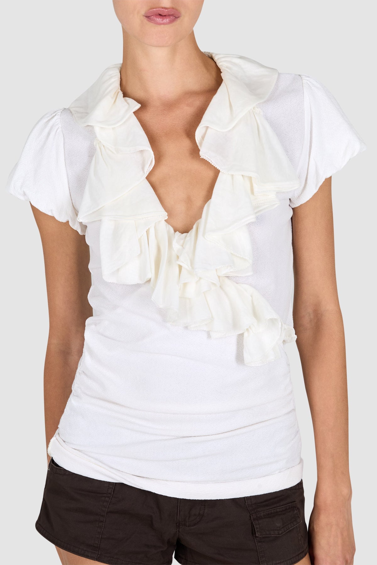 Vintage 2000's Ralph Lauren White Ruffle Blouse