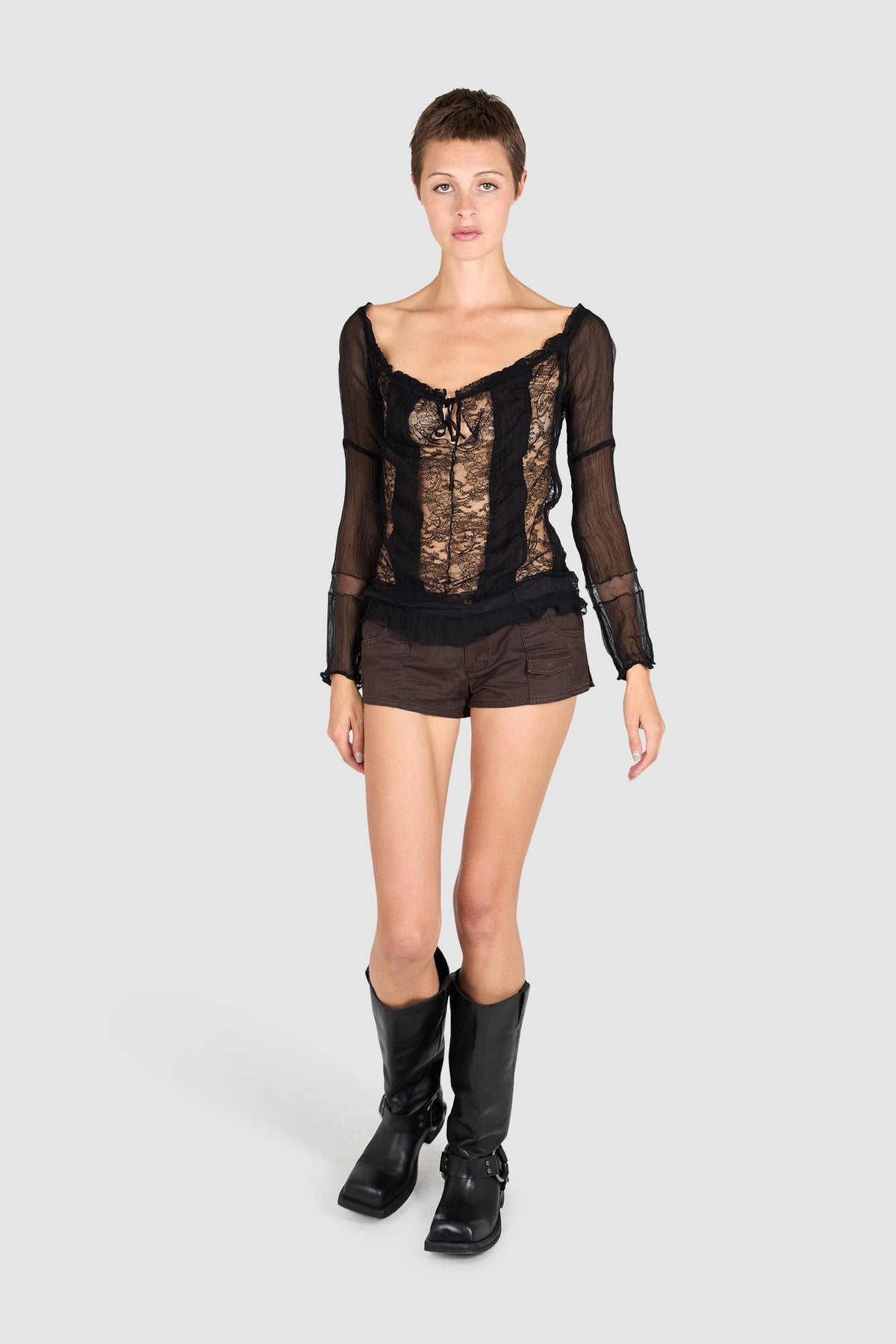 Vintage 2000's Prada Black Sheer Lace Top