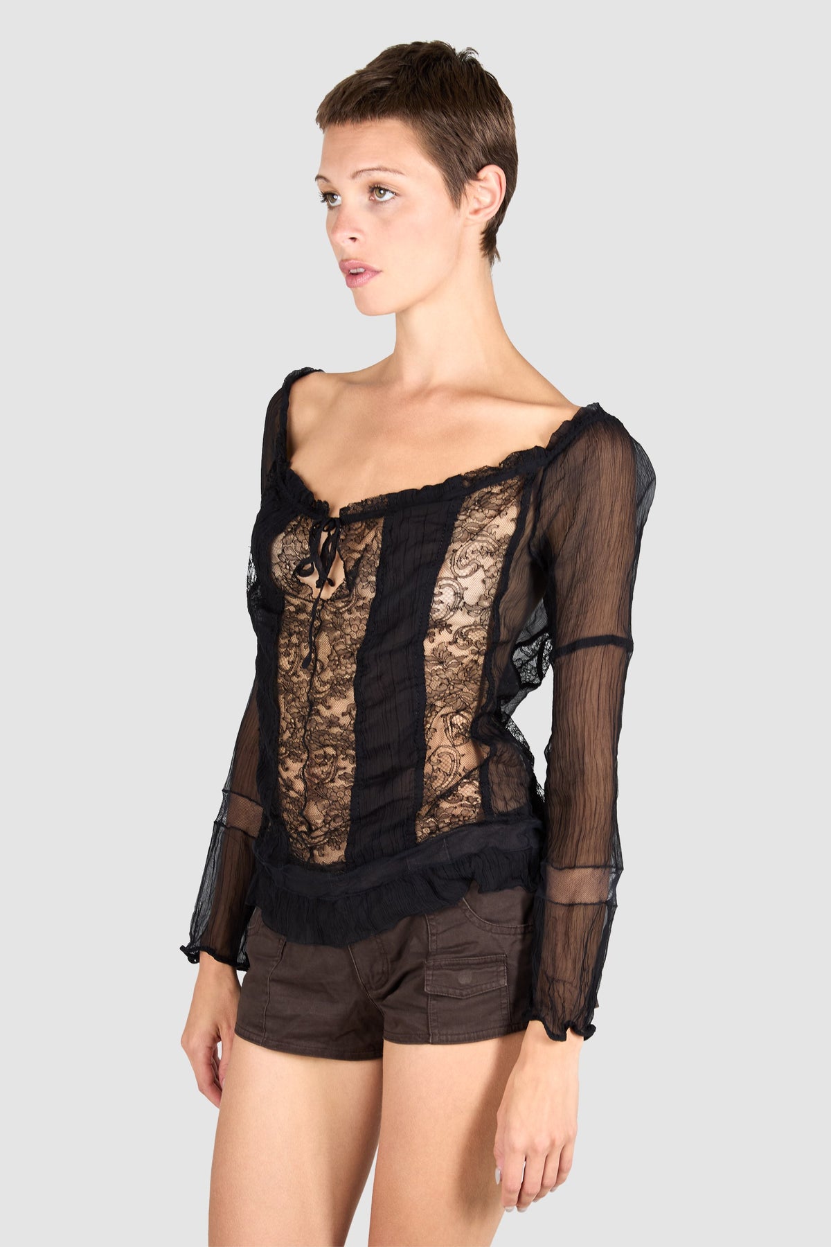 Vintage 2000's Prada Black Sheer Lace Top