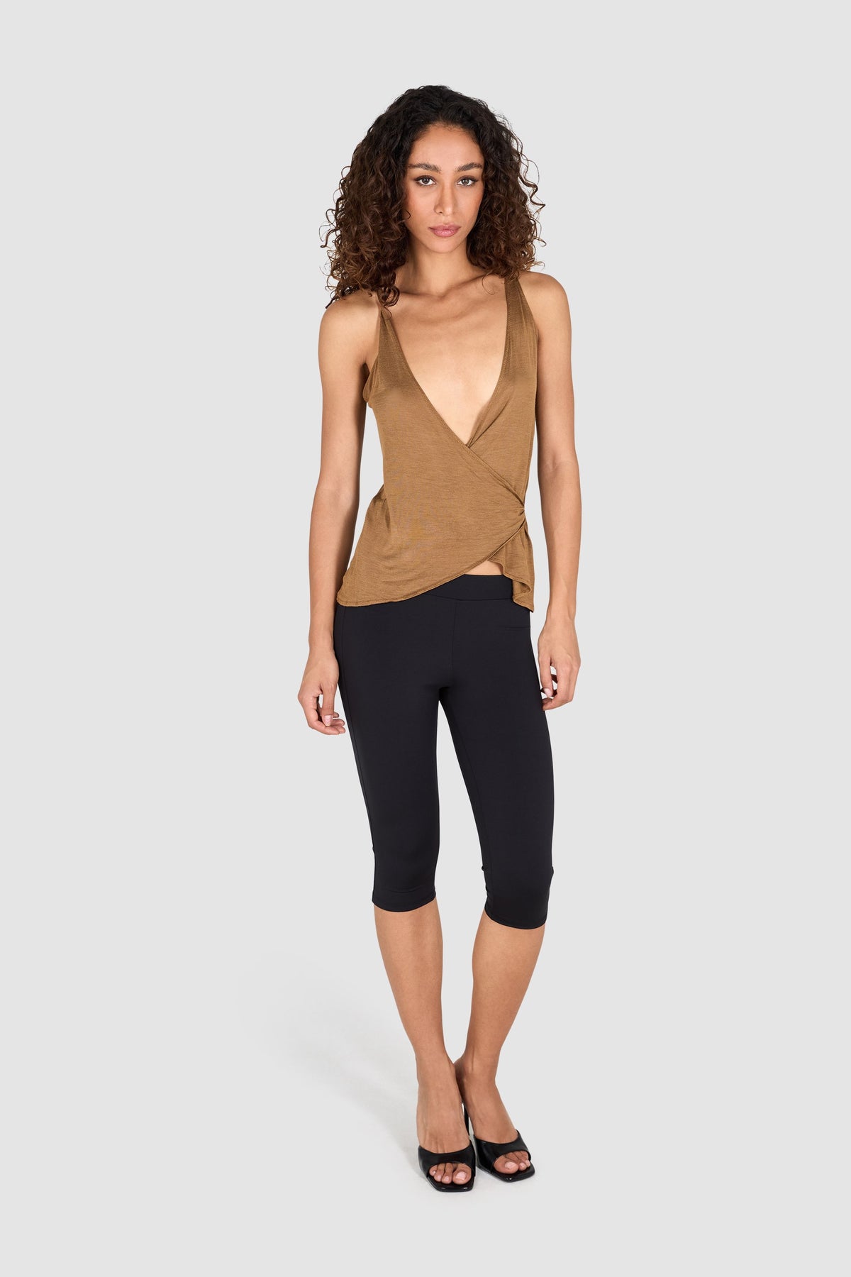 Vintage Gucci S/S 2004 Camel Wrap Plung Top