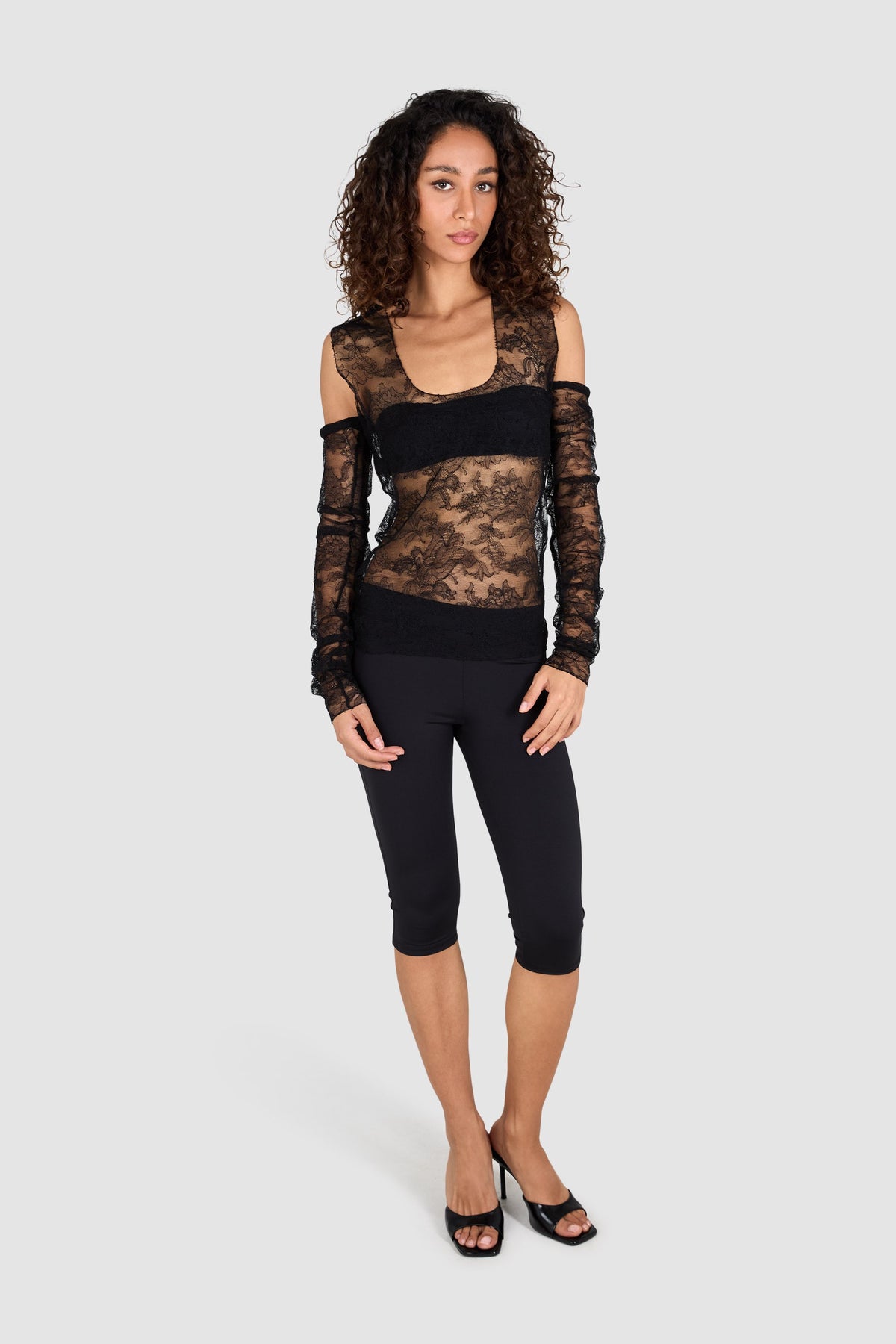 Vintage 1990’s Jean Paul Gaultier Black Sheer Floral Lace Top