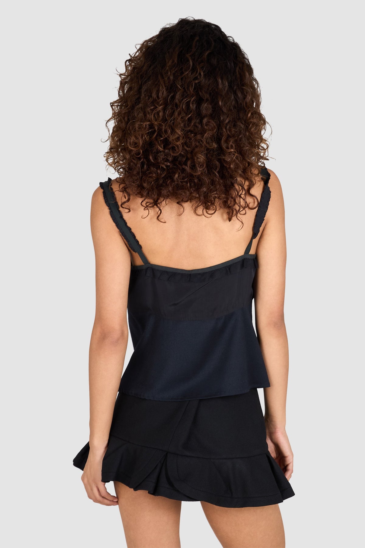 Miu Miu Ribbon Cami Wool Black Top