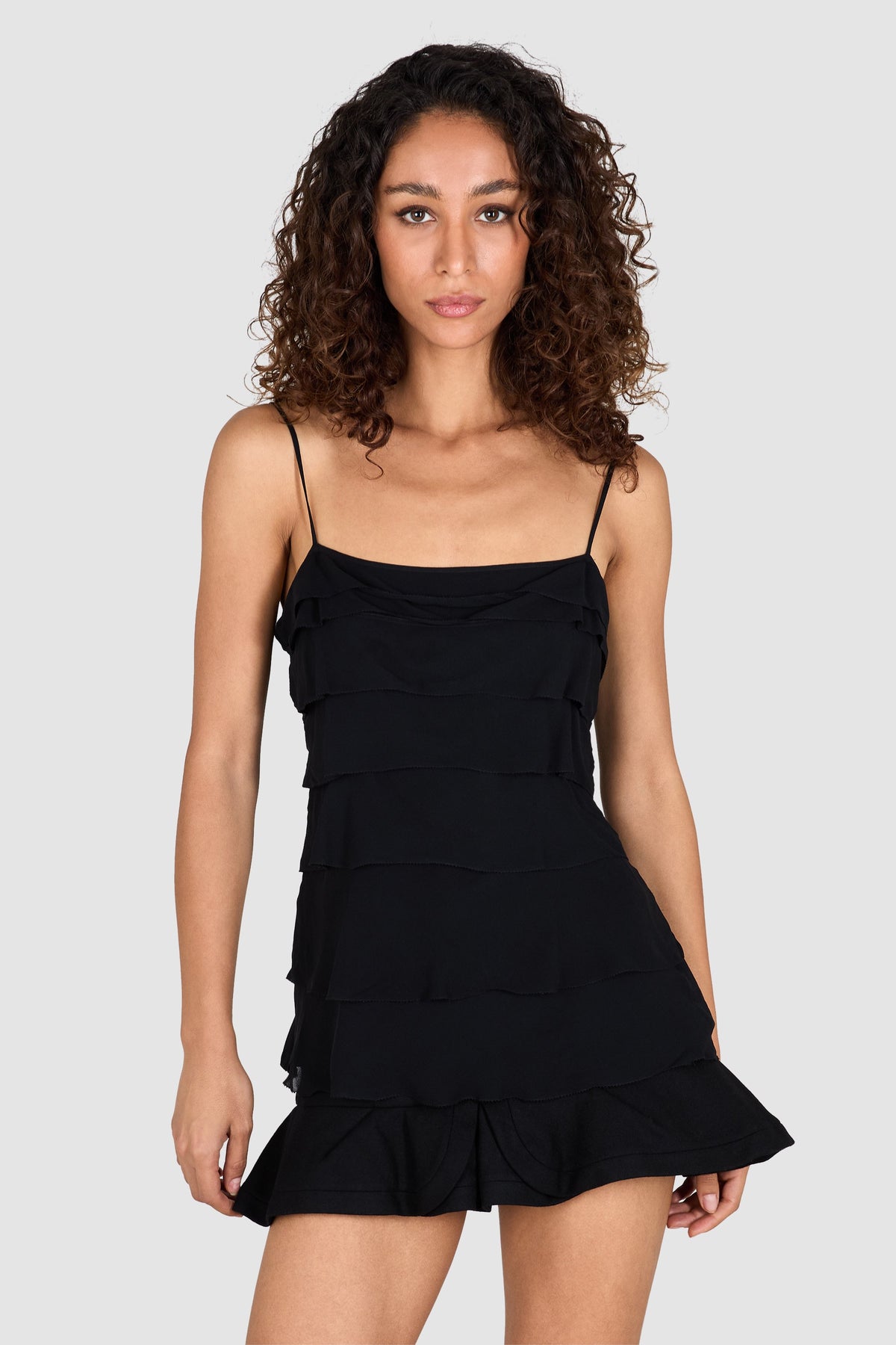 Vintage 2000's DKNY Black Ruffle Cami Top