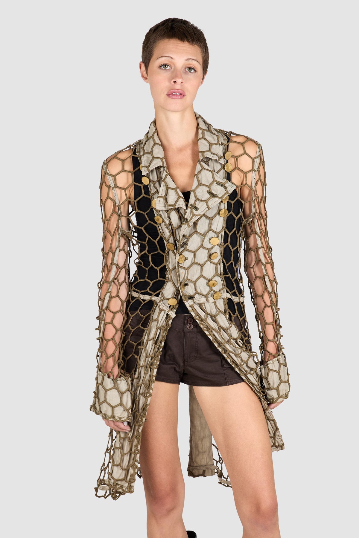 Comme des Garçons S/S 2015 “Anti War” Mesh Trench Coat