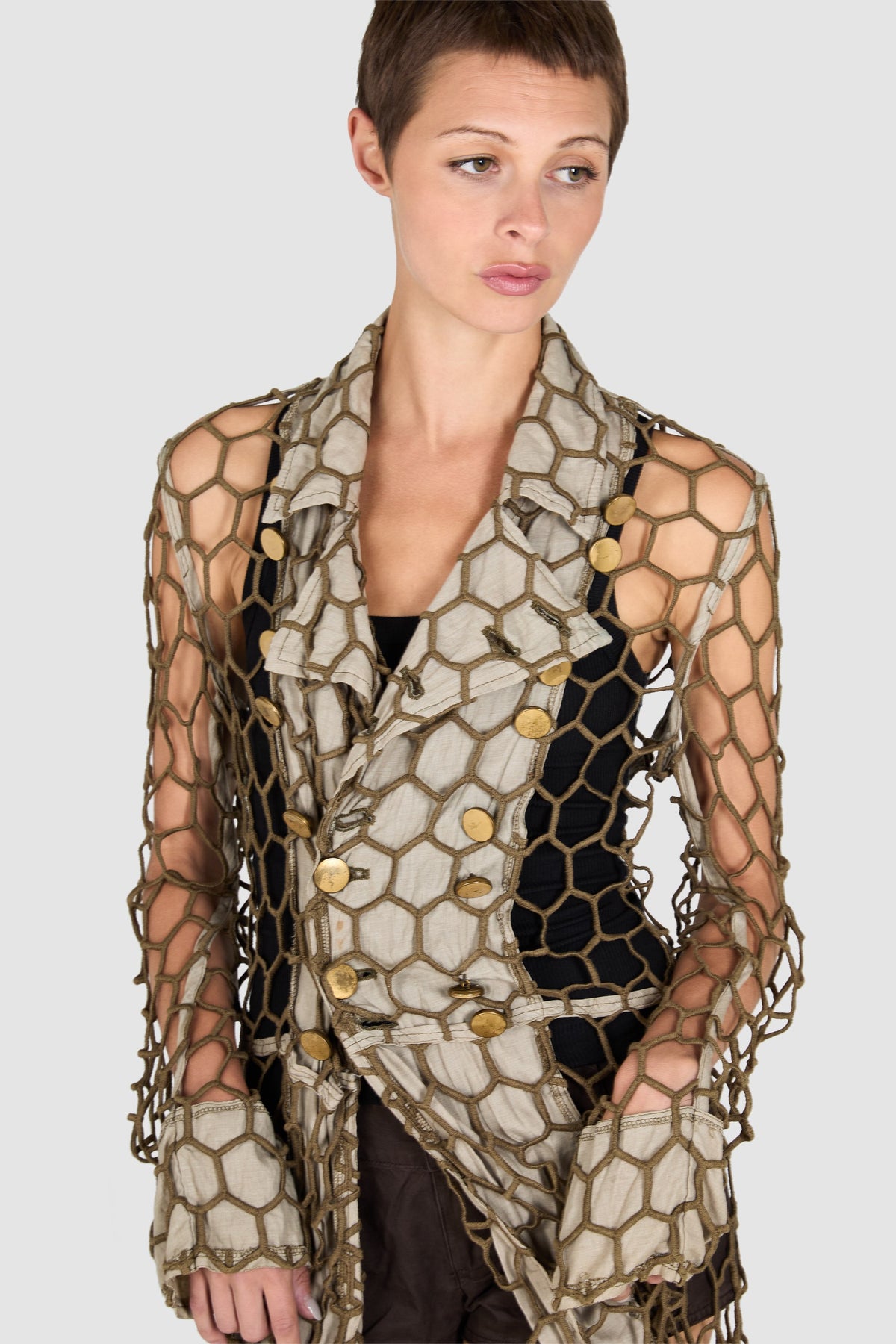 Comme des Garçons S/S 2015 “Anti War” Mesh Trench Coat