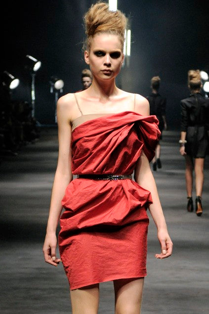 Vintage Lanvin S/S 2010 Red Asymetrical Mini Dress