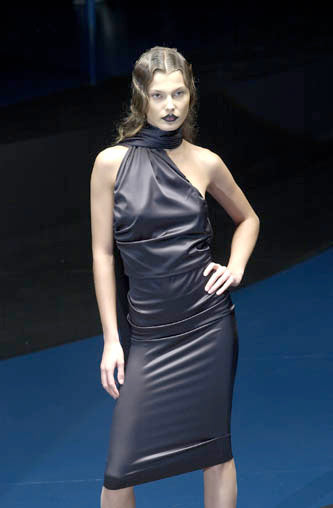 Vintage Alexander McQueen A/W 2001 Striped Knit Asymmetric Dress