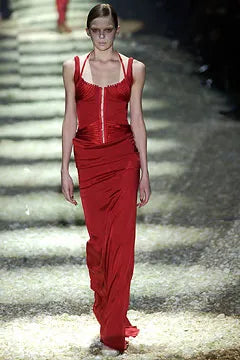 Vintage Gucci Tom Ford F/W 2003 Red Silk Corset Gown