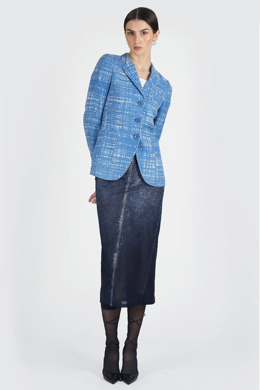 Vintage 2010 Blue Tweed Blazer