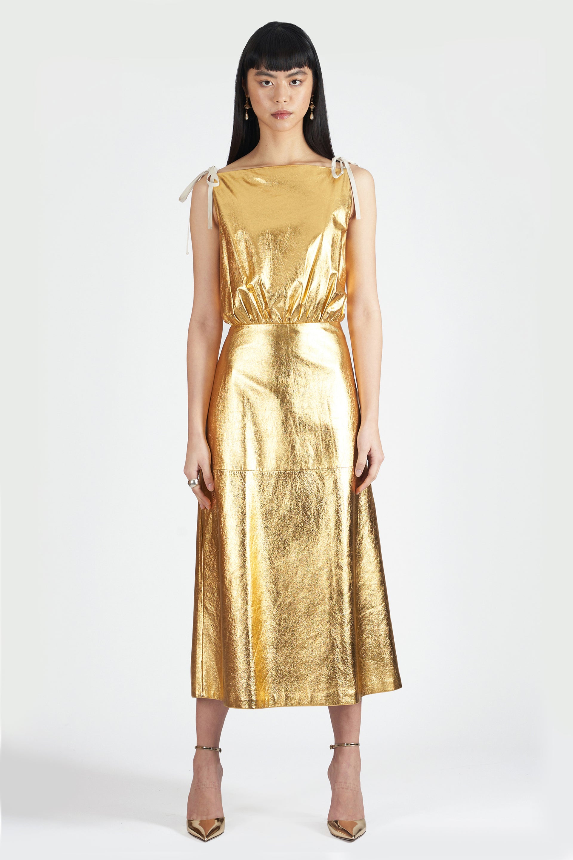 2019 Gold Leather Dress 2019 Gold Leather Dress