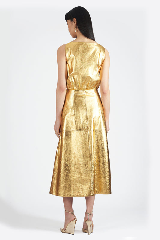 2019 Gold Leather Dress