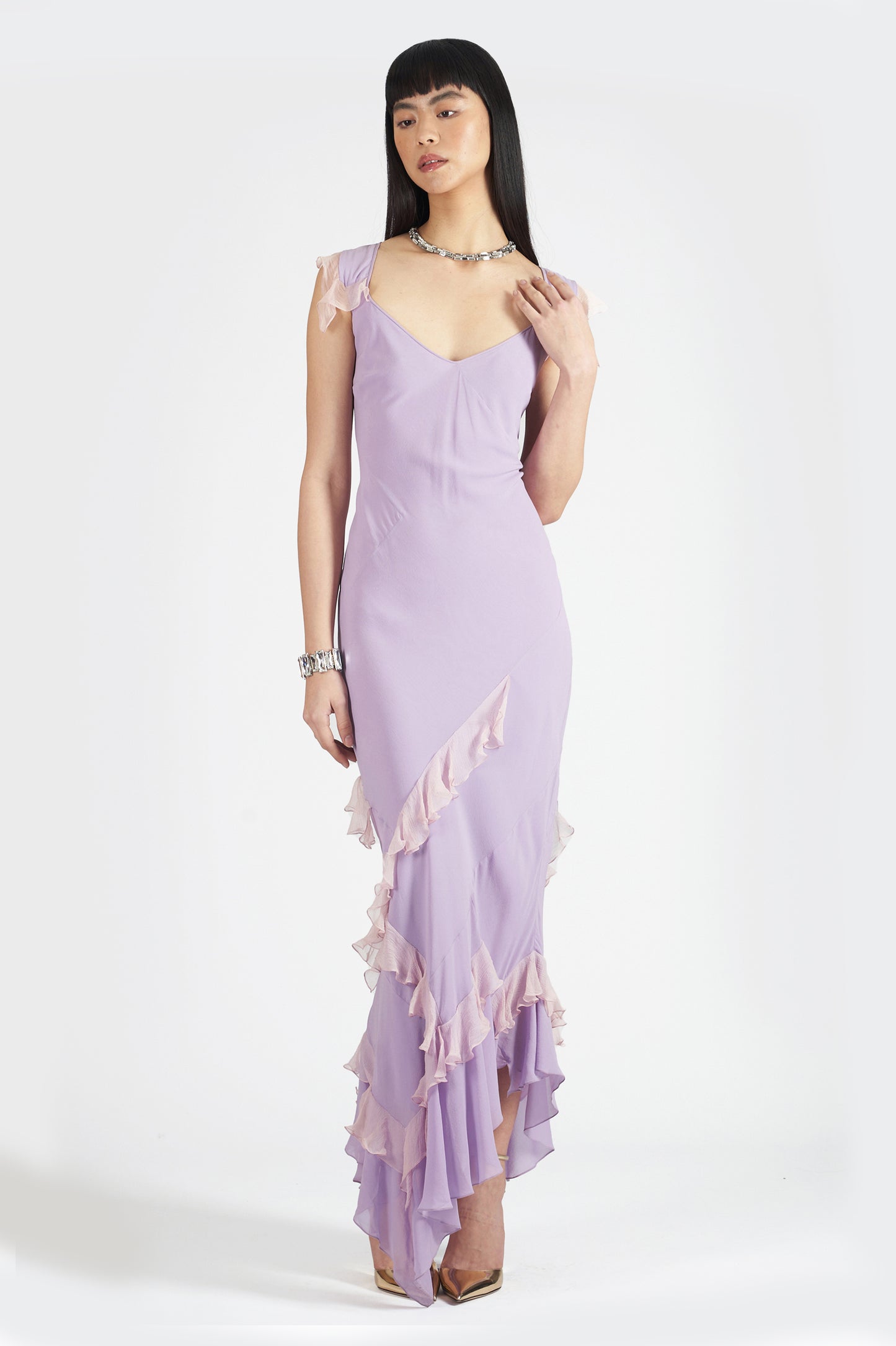 Vintage 2000’s Lilac Ruffled Silk Dress