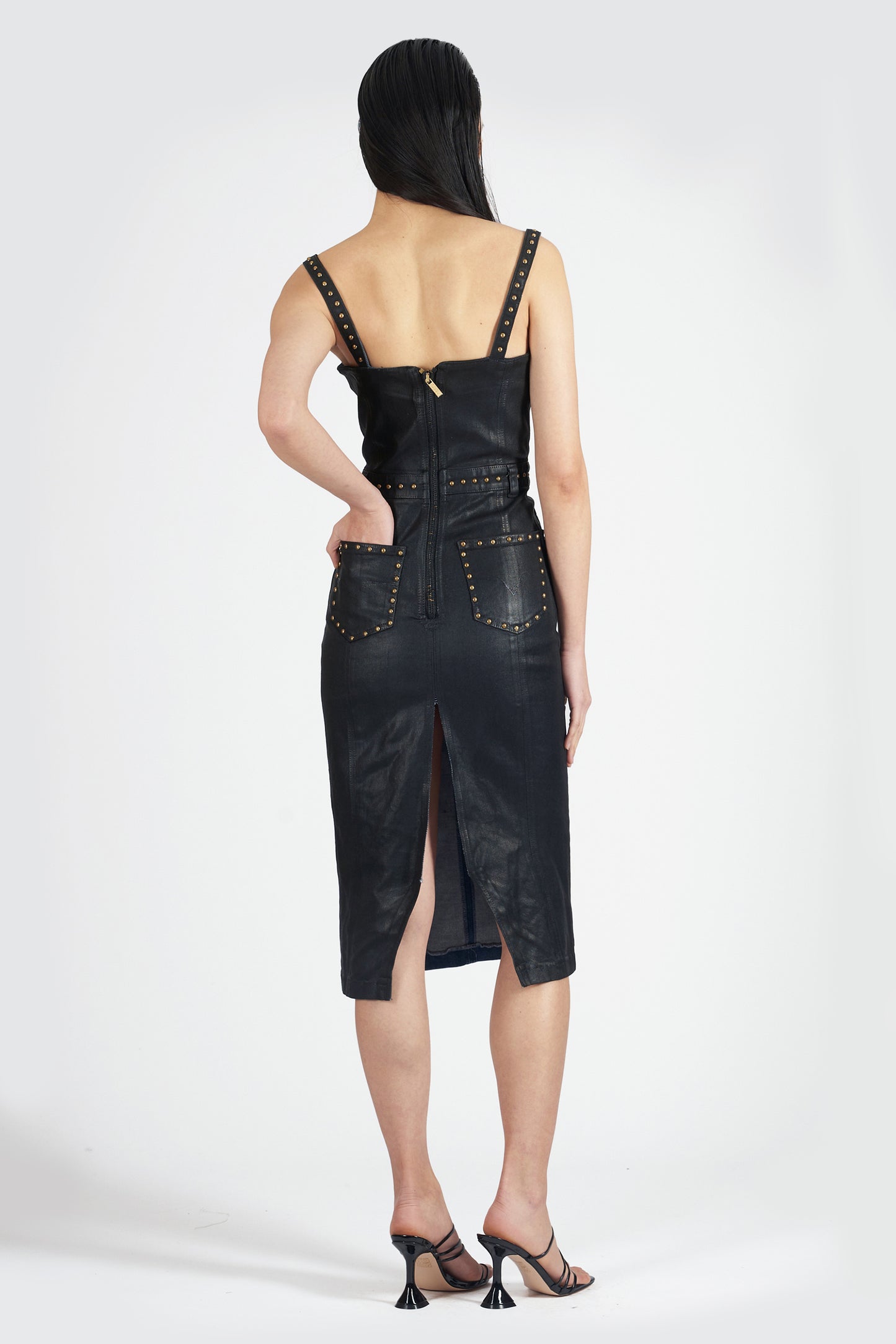 poetry denim dress POETRY CLOTHING Dark Faux Denim Strapless Zipper Bodycon Dress Small NWT
