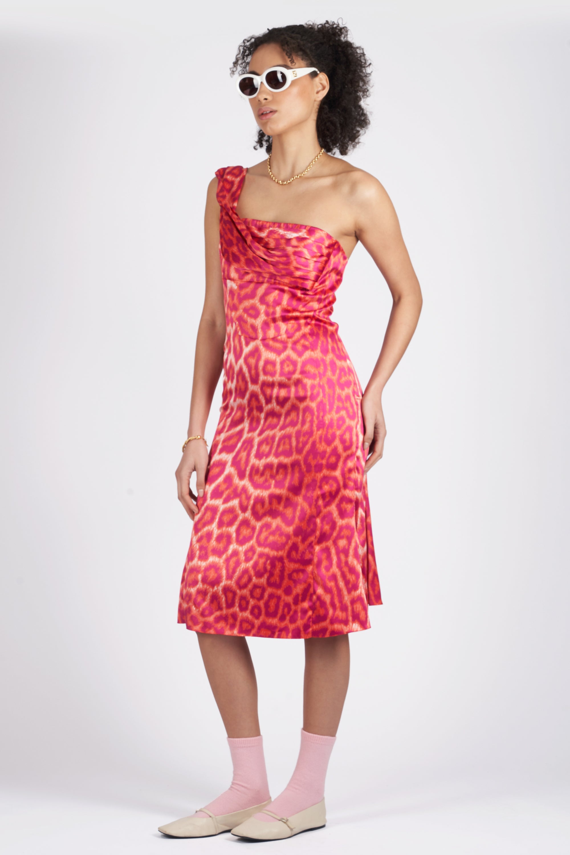 Leopard print hotsell one shoulder dress