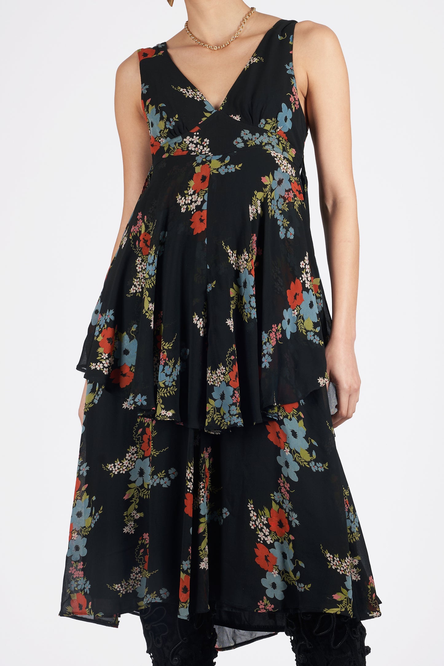 Vintage 1970’s Sleeveless Floral Layered Dress